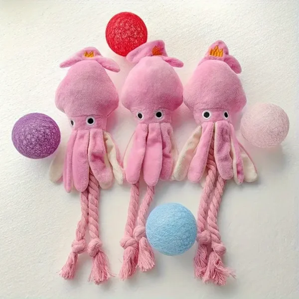 1Pcs Octopus Design Sound BB Plush Pink Squid Dog Toy