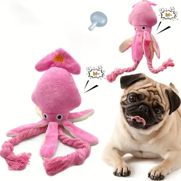 1Pcs Octopus Design Sound BB Plush Pink Squid Dog Toy