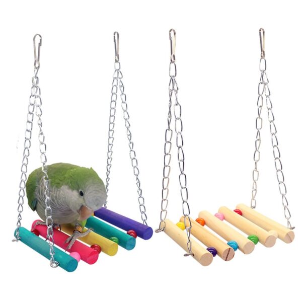 1pc Wooden Bridge Swing Bird Toy for Medium and Small Parrots, Parakeets, and Budgies.