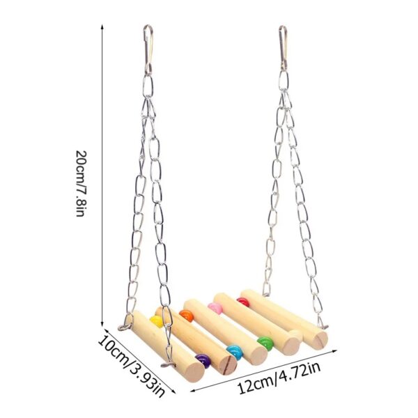 1pc Wooden Bridge Swing Bird Toy for Medium and Small Parrots, Parakeets, and Budgies.