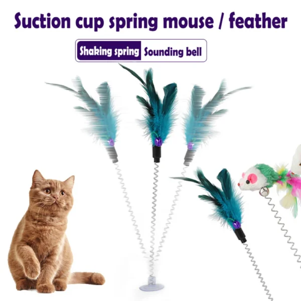 Cat Toy Stick Feather Wand With Bell Mouse