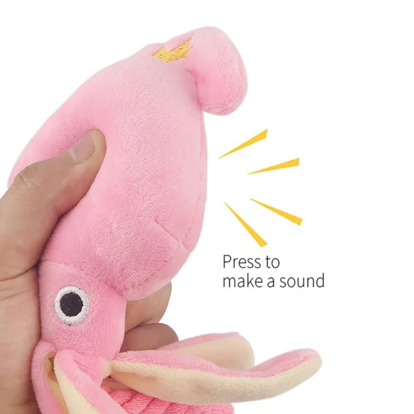 1Pcs Octopus Design Sound BB Plush Pink Squid Dog Toy