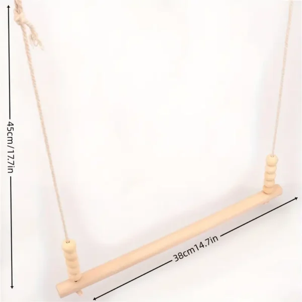 1Pcs Wooden Bead Suspension Bridge Birds Toy for Small Parrot, Chicken, and Rooster Swing