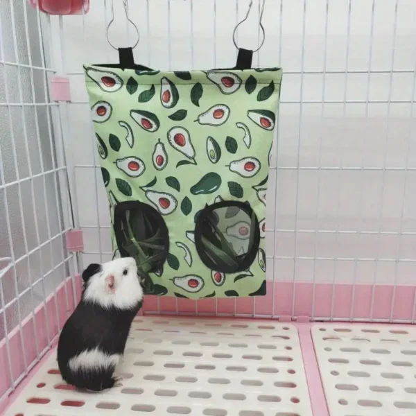 2/3-Hole Hanging Food Dispenser Hay Bag for Small Pets like Bunnies, Guinea Pigs, Hamsters, & More!