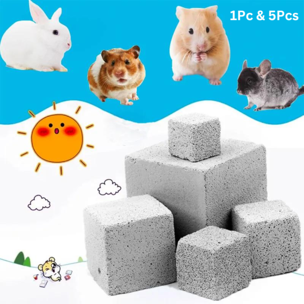 1pc/5pcs volcanic rock mineral stone block chew toy for small pets like hamsters, rabbits, and guinea pigs!