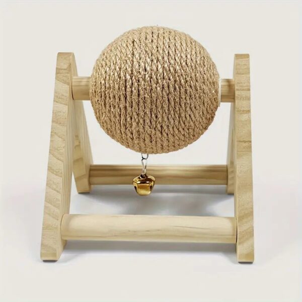 1pc durable wooden pets sisal scratching relief chew ball toy with bell for rabbits & hamsters!