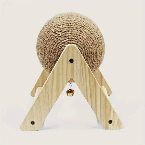 1pc durable wooden pets sisal scratching relief chew ball toy with bell for rabbits & hamsters!