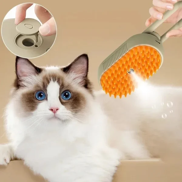 3 in 1 usb rechargeable steamy brush and massaging comb for cats grooming & hair removal!