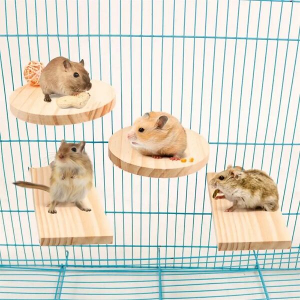 5pcs wooden interactive pedal platform toy for small pets like chinchillas, hamsters, squirrels, gerbils!