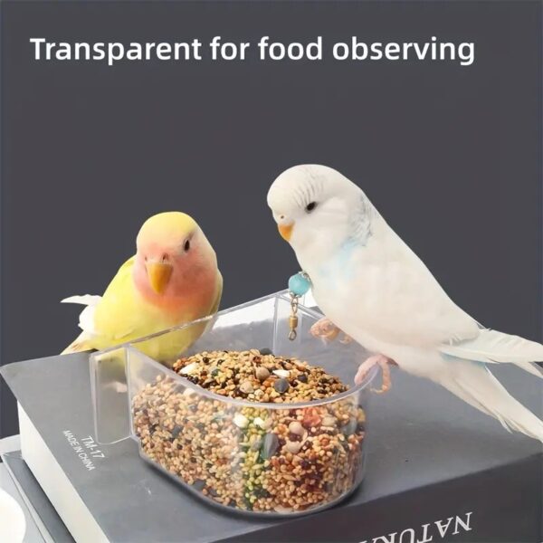 Transparent and Translucent Bird Cage Feeding Container for all Birds like Parrots, Budgerigars, Macaws, Finches, & Canaries!