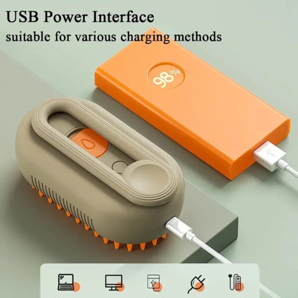 3 in 1 usb rechargeable steamy brush and massaging comb for cats grooming & hair removal!