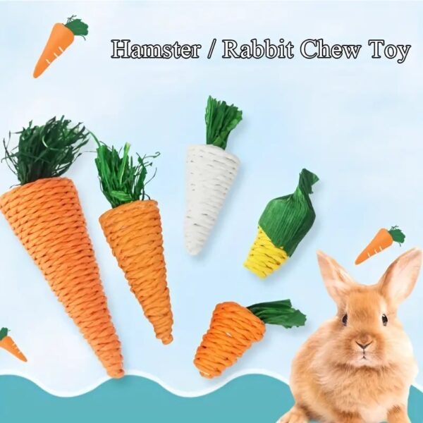 1 pc small pet hand woven chew resistant grinding carrot & corn cob toy for rabbits and hamsters!