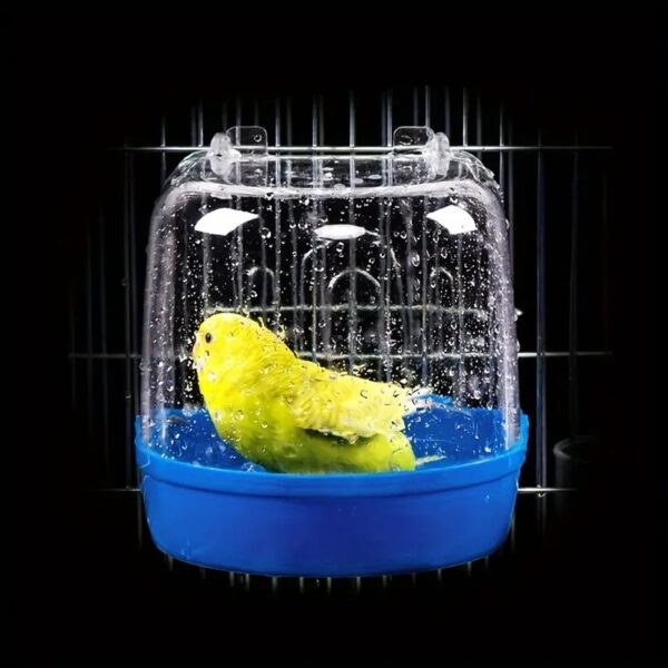 1pc hanging birds clear bathtub, anit splash outside bath box for little birds.