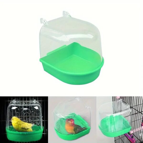 1pc hanging birds clear bathtub, anit splash outside bath box for little birds.