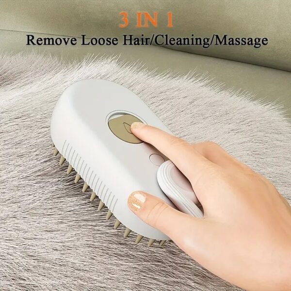 3 in 1 usb rechargeable steamy brush and massaging comb for cats grooming & hair removal!