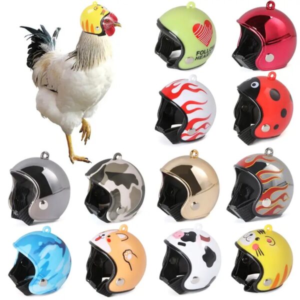 rainproof printed safety helmet for chickens, perfect pet protective equipment for hens, roosters, ducks & other feather friend!