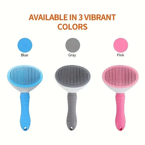 one click hair removal pet comb, self cleaning pet brush for grooming long or short haired cats, dogs & rabbits!