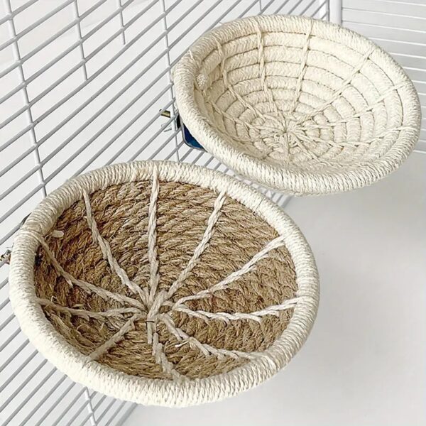 hand woven cotton & hemp rope hanging sleeping bed for bird nest ideal for cockatiel, parakeets, budgies, & other small birds!