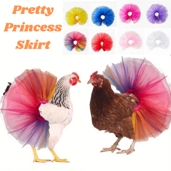 pretty princess skirt outfit with hat suitable for medium and large chicken, rooster, duck, & more!