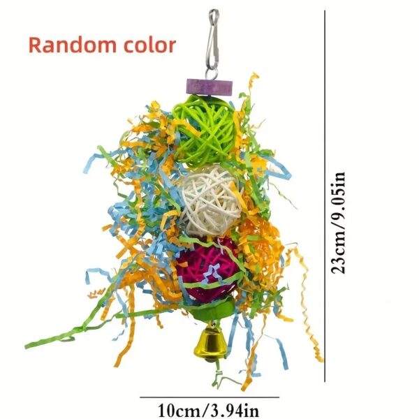 3pcs random color birds shredded paper & rattan ball toy for parrots, budgerigar, peony, cockatiel, & more!