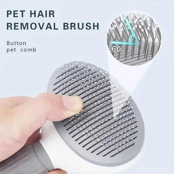 one click hair removal pet comb, self cleaning pet brush for grooming long or short haired cats, dogs & rabbits!