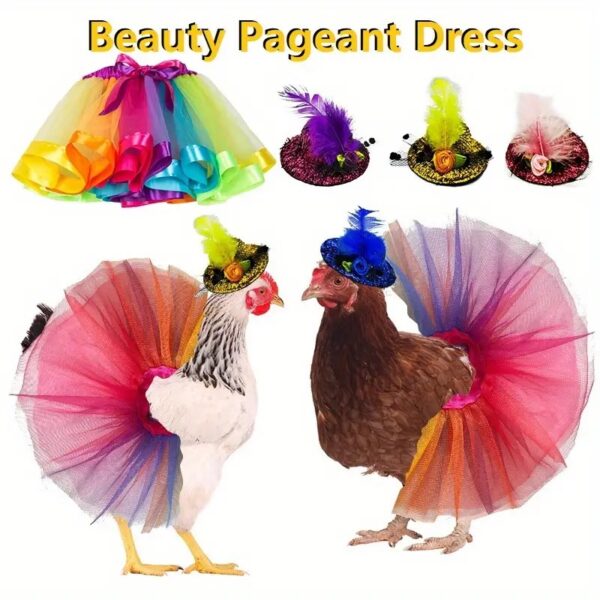 pretty princess skirt outfit with hat suitable for medium and large chicken, rooster, duck, & more!