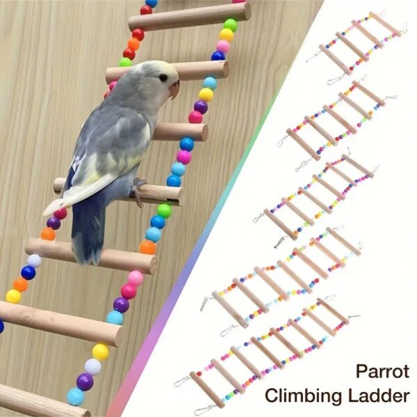 bird solid wood climbing ladder for parrots, cockatiels, parakeets, lovebirds, rabbits, & more!