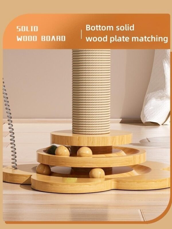 1pc wooden cat scratching post with turnable and hemp rope, durable and non shedding toy cats!