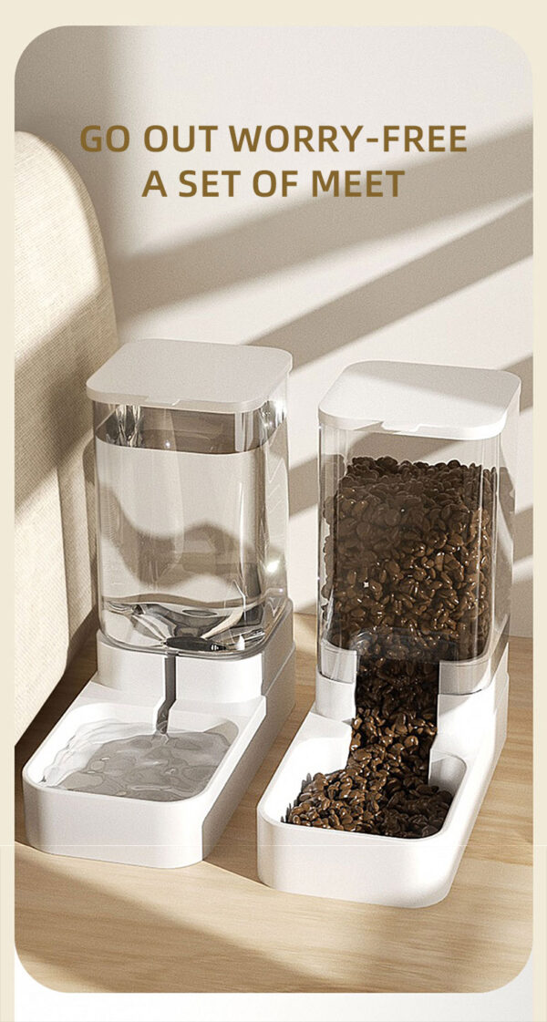 1pc/2pc automatic pet feeder & water dispenser, self feeding station for indoor cats and dogs