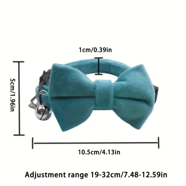 1pc adjustable velvet bow tie cat collar with bell, soft, breakaway design for comfort and safety!